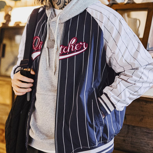 Workwear American Retro Striped Baseball Jacket