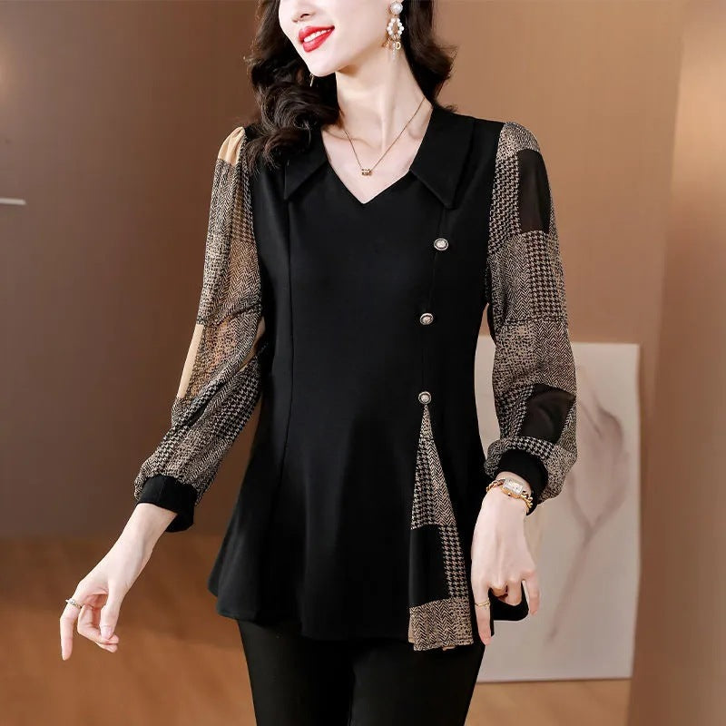 Autumn Clothing Stitching Women's Long-sleeved Base