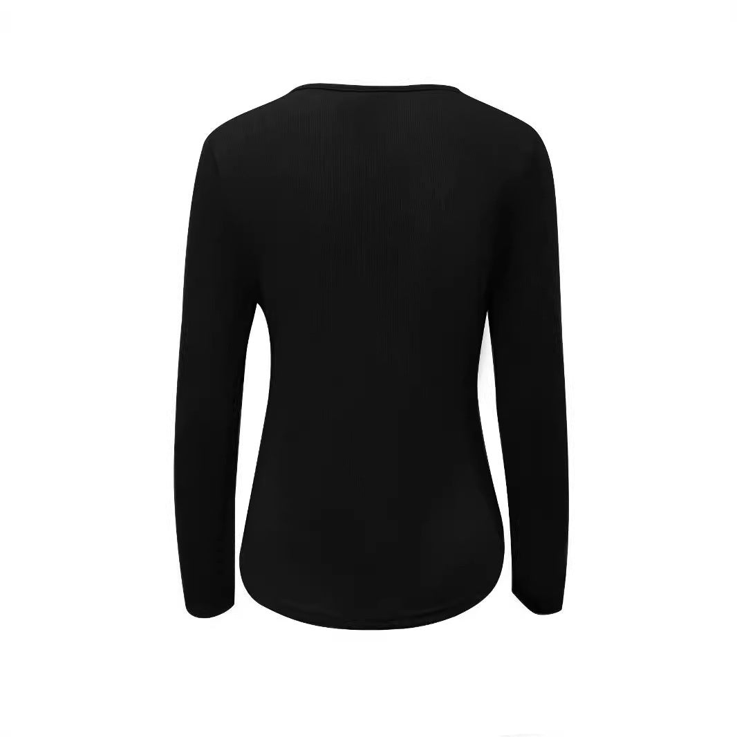 Knitted Slim-fit Long-sleeved Pullover Zipper Top