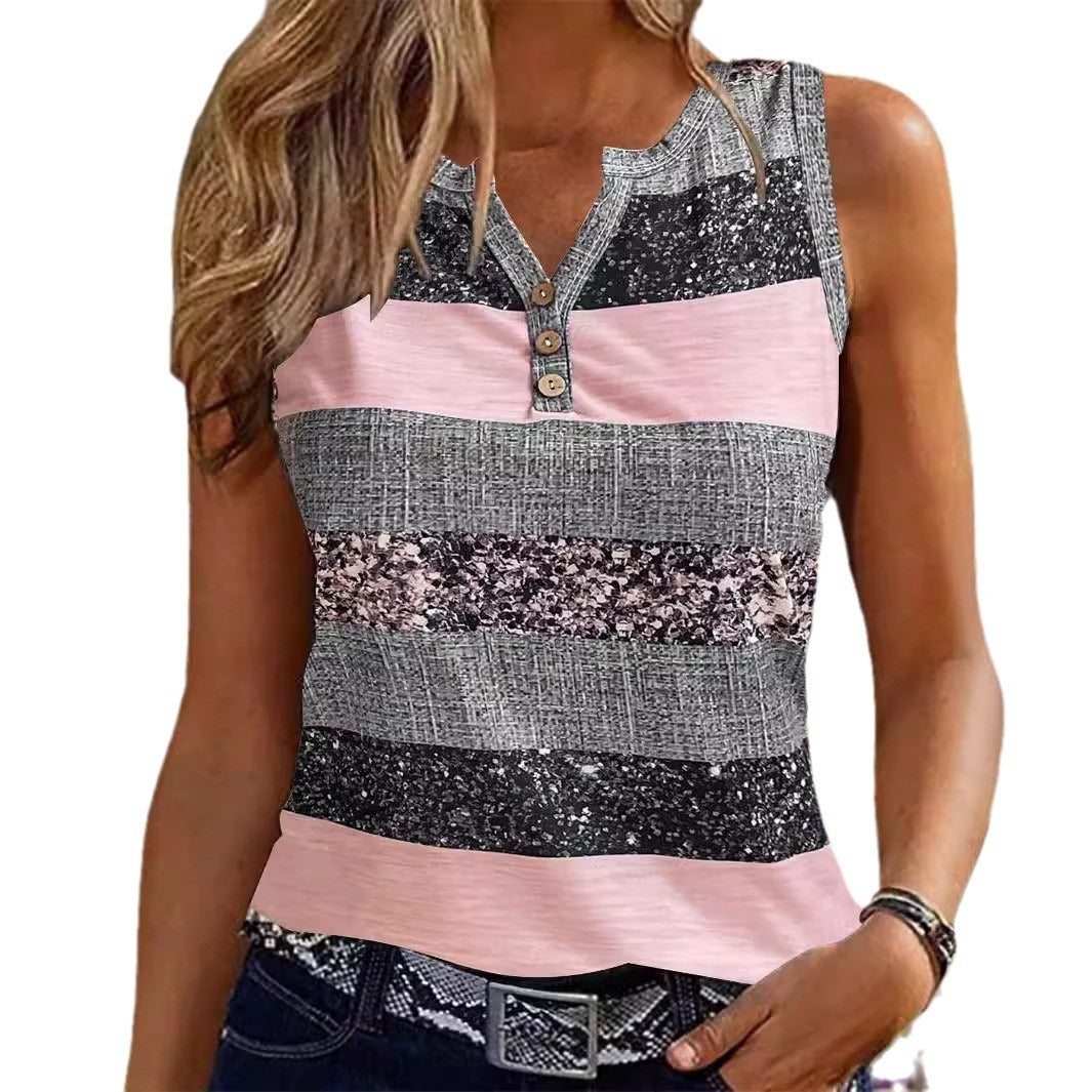 Women's Placket Vest Casual Versatile T-shirt