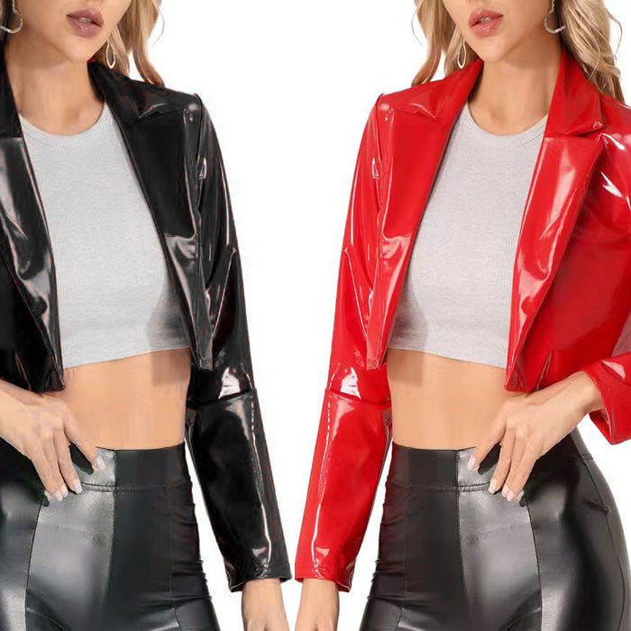 European And American Jacket Short Motorcycle Midriff Outfit Coat