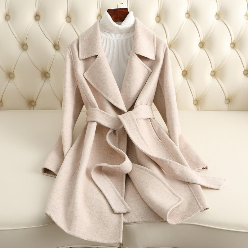 Small Reversible Cashmere Coat Women's Mid-length