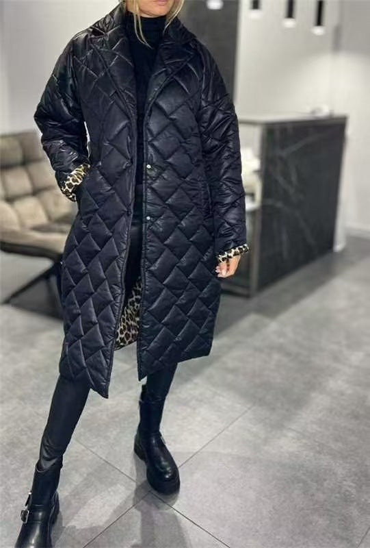 Glossy Down Jacket Rhombus Cotton Padded Clothes Loose And Warm Women