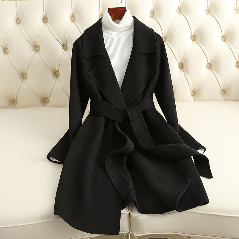 Small Reversible Cashmere Coat Women's Mid-length