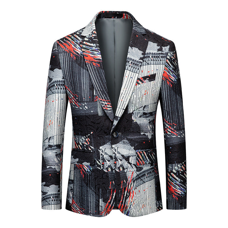 Men's African National Style Simple Printed Suit Jacket