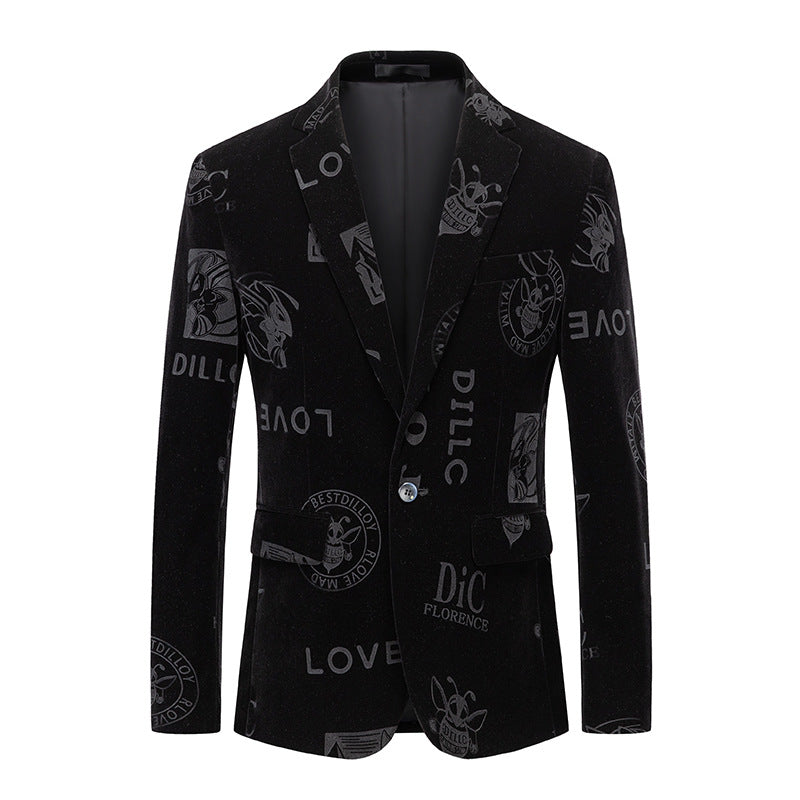 Men's African National Style Simple Printed Suit Jacket