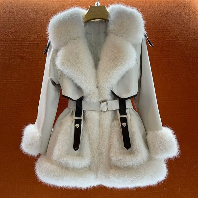 Elegant Big Fur Collar Fur Fur Coat For Women