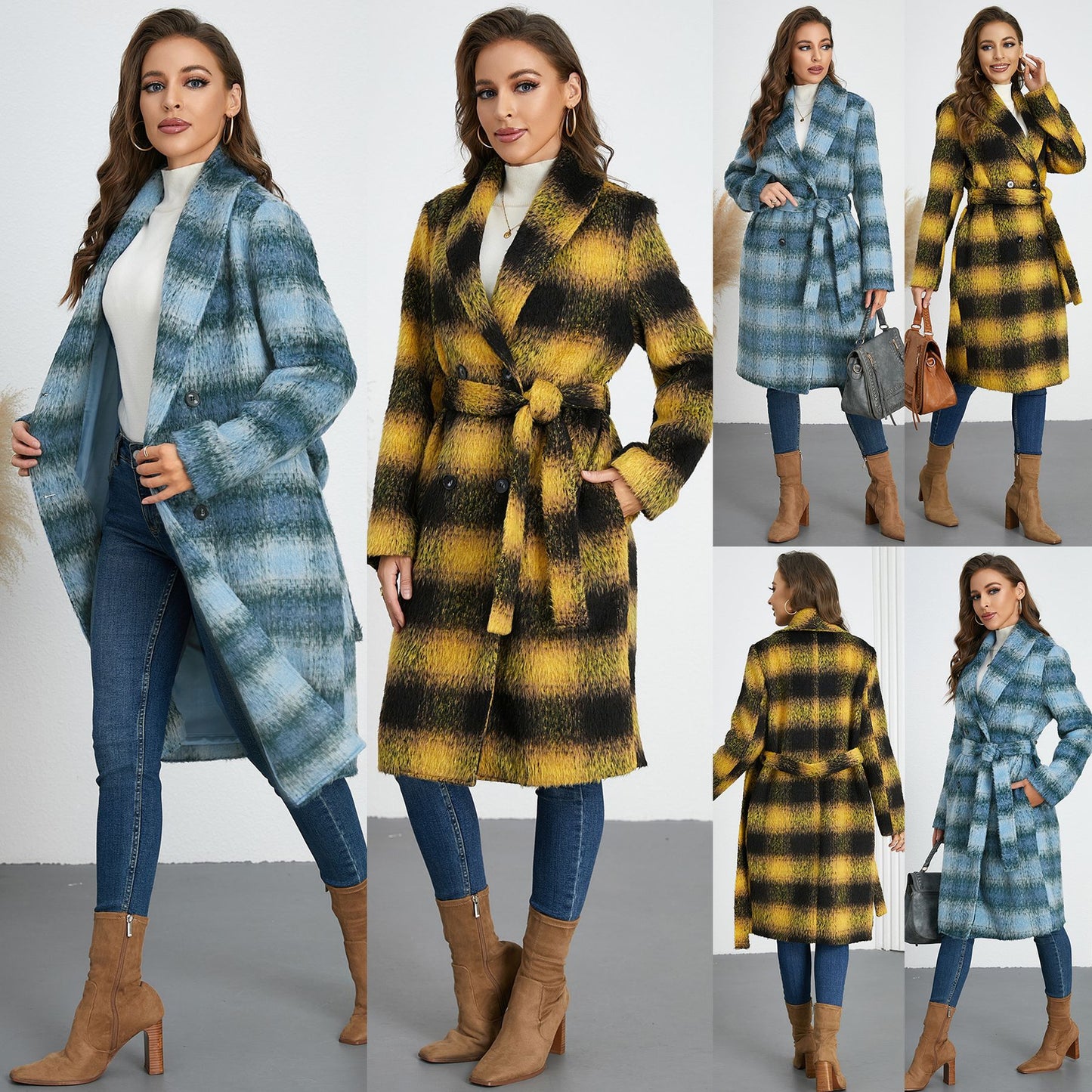 Winter Retro Slim Temperament Double Row Long-cut Coat