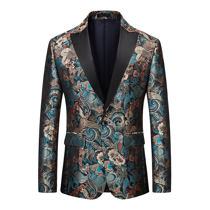 Men's African National Style Simple Printed Suit Jacket