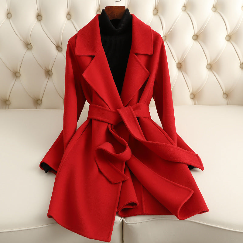 Small Reversible Cashmere Coat Women's Mid-length