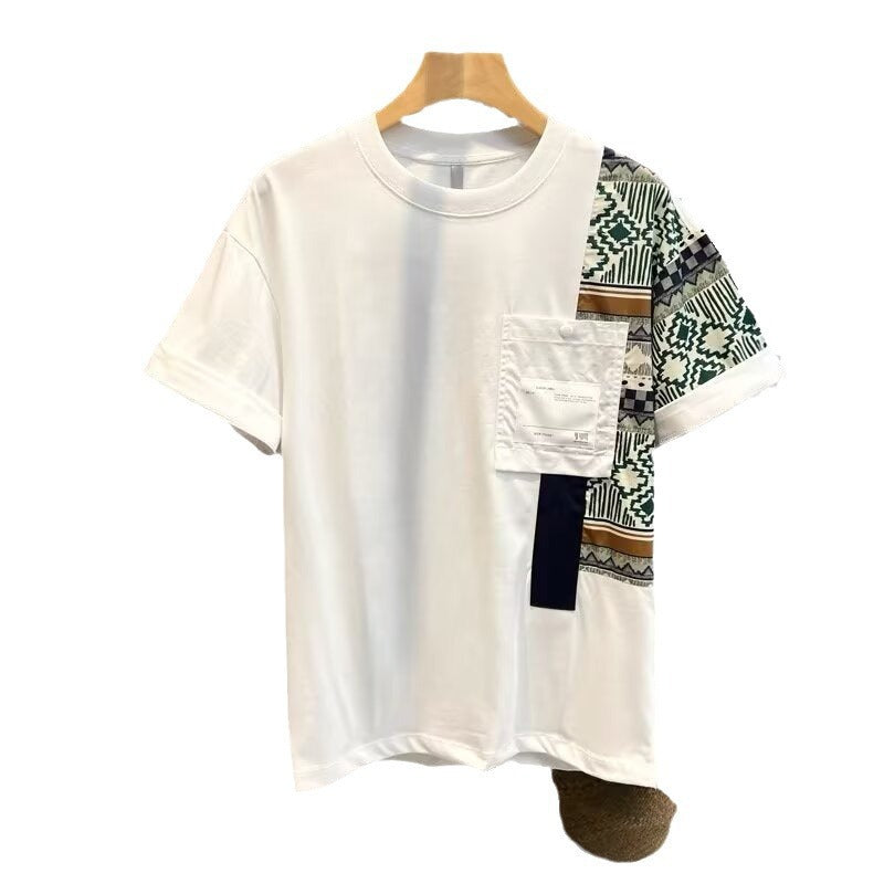 Men's T-shirt Summer New Work Clothes Style Color Matching Top