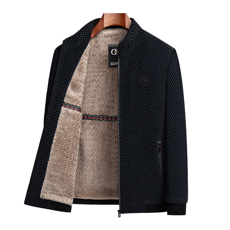 Middle-aged And Elderly Men's Fleece-lined Thickened Chenille Coat