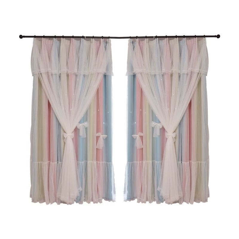 Nordic Simple Hollow Star Princess Wind Bedroom Blackout Curtains